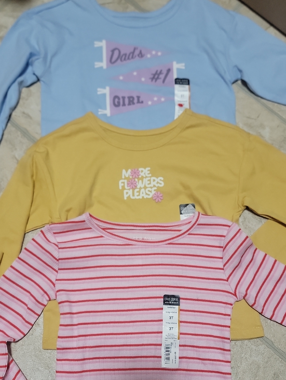 3 Long Sleeve Shirts By Okie Dokie, Size 3T 👕